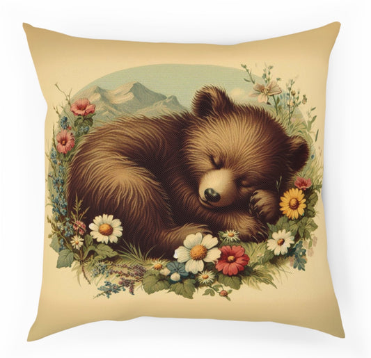 Whimsical Baby Teddy Bear Nursery Throw Pillow 100% Cotton Cushion Cover