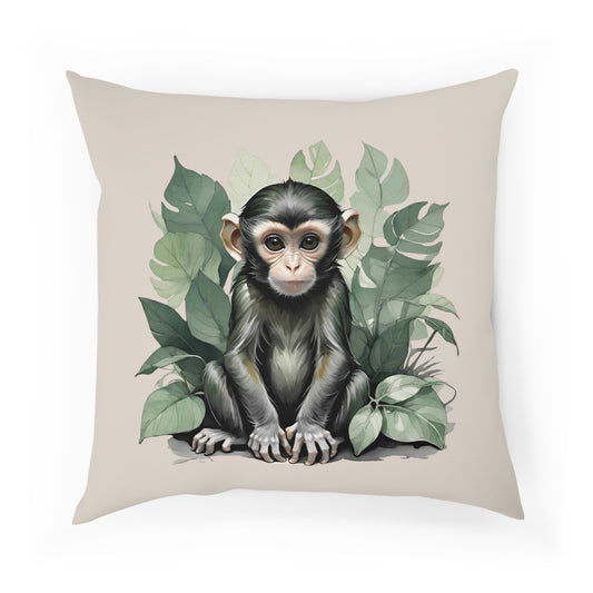 Baby Monkey Vintage Whimsical Nursery Throw Pillow 100% Cotton Cushion Cover