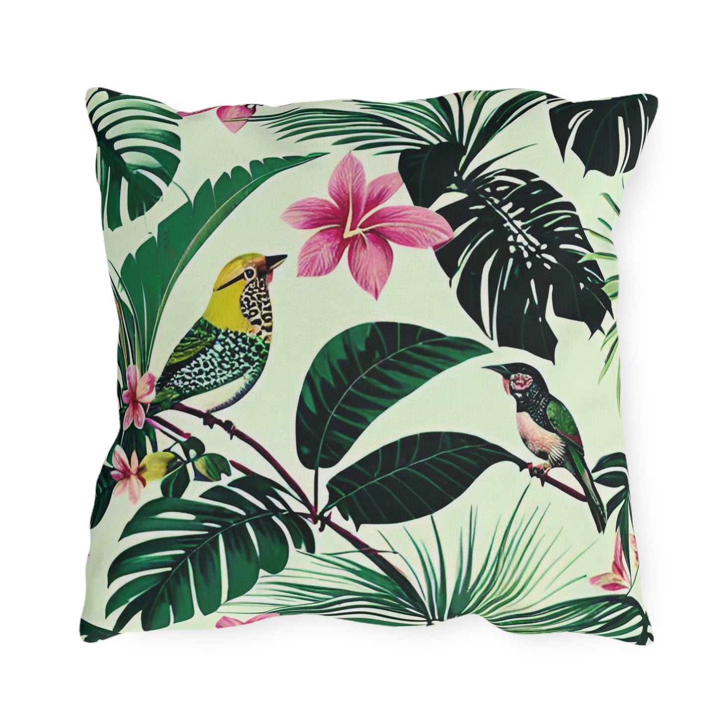 Tropical Birds Outdoor Pillow