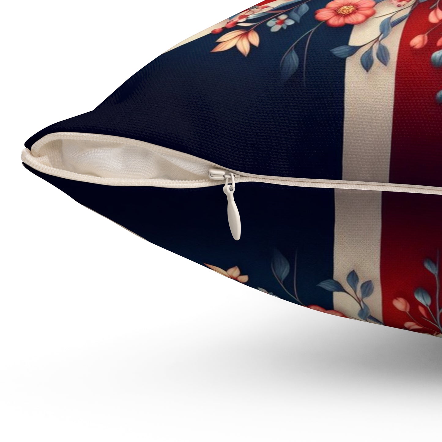 Floral Union Jack Polyester Cushion