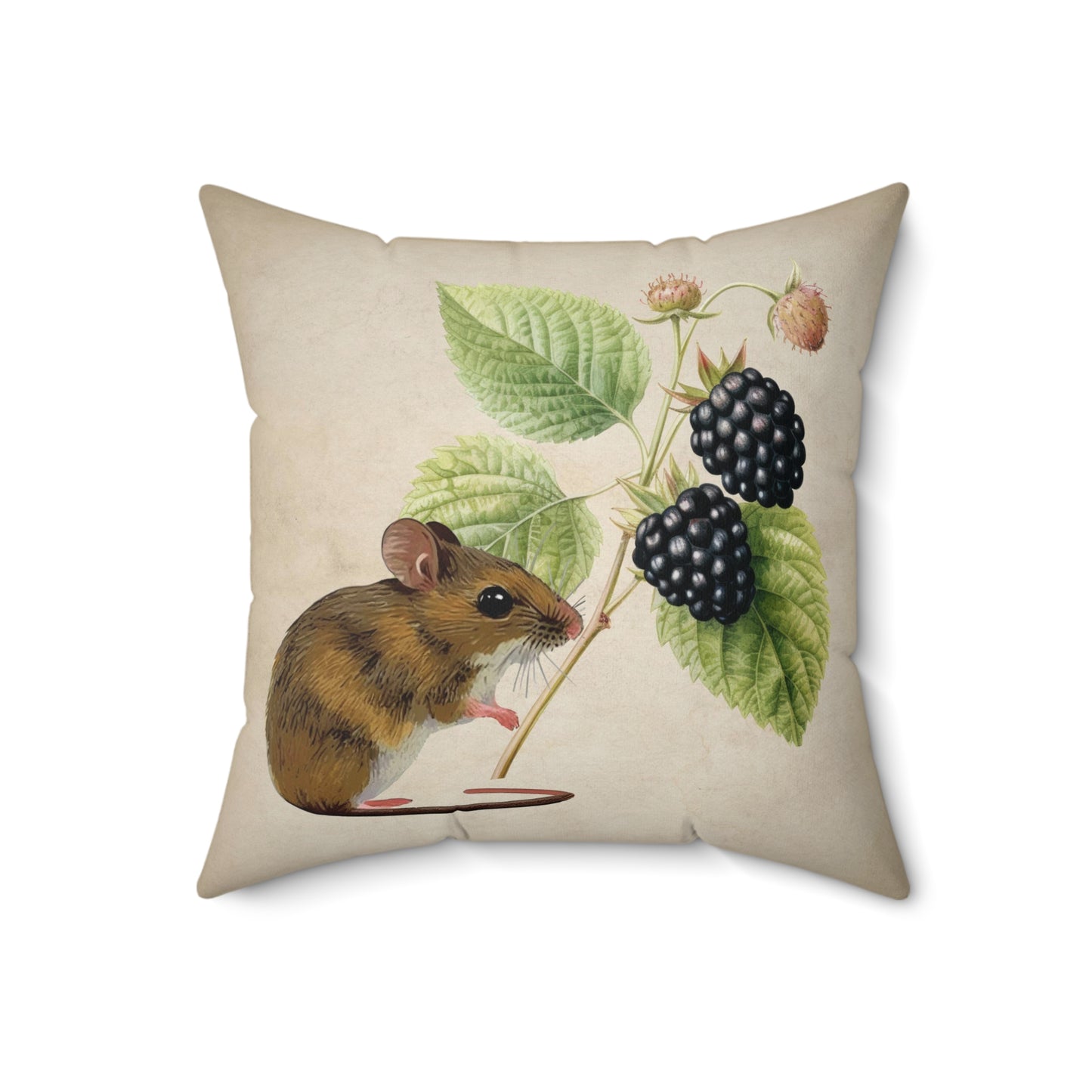 Mouse and Blackberry Polyester Cushion