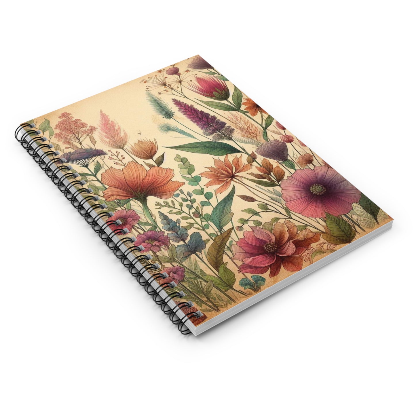 Floral Antique Aesthetic Vintage Spiral Notebook