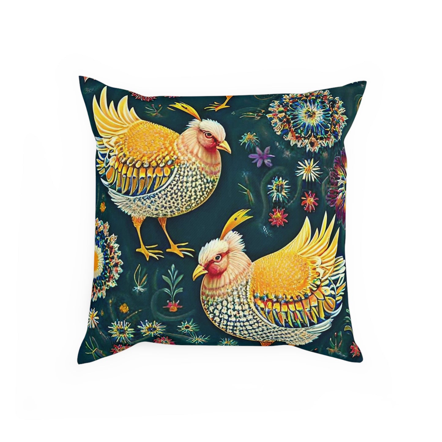 Fancy Hens Floral Green Cushion