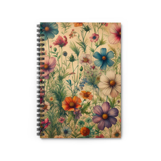 Floral Vintage Paper Aesthetic Spiral Notebook Lined Journal