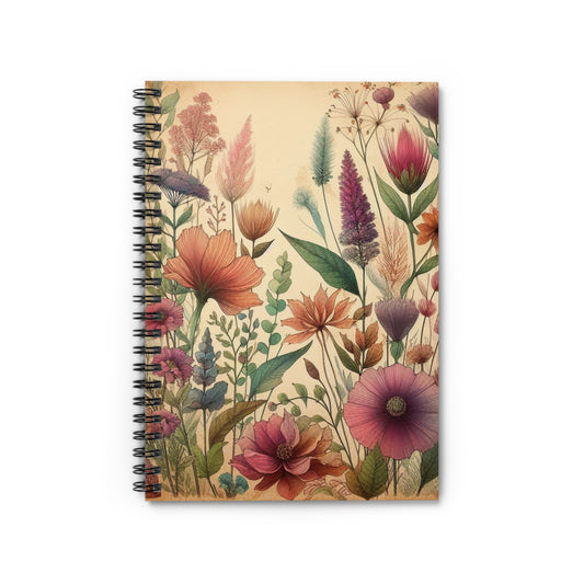 Floral Antique Aesthetic Vintage Spiral Notebook Lined Journal