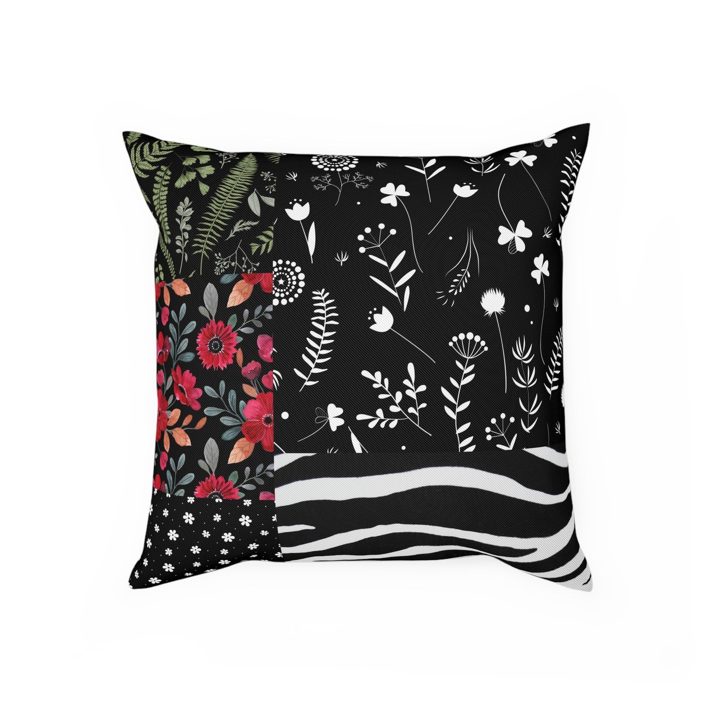 Eclectic Botanical Zebra Print Throw Pillow