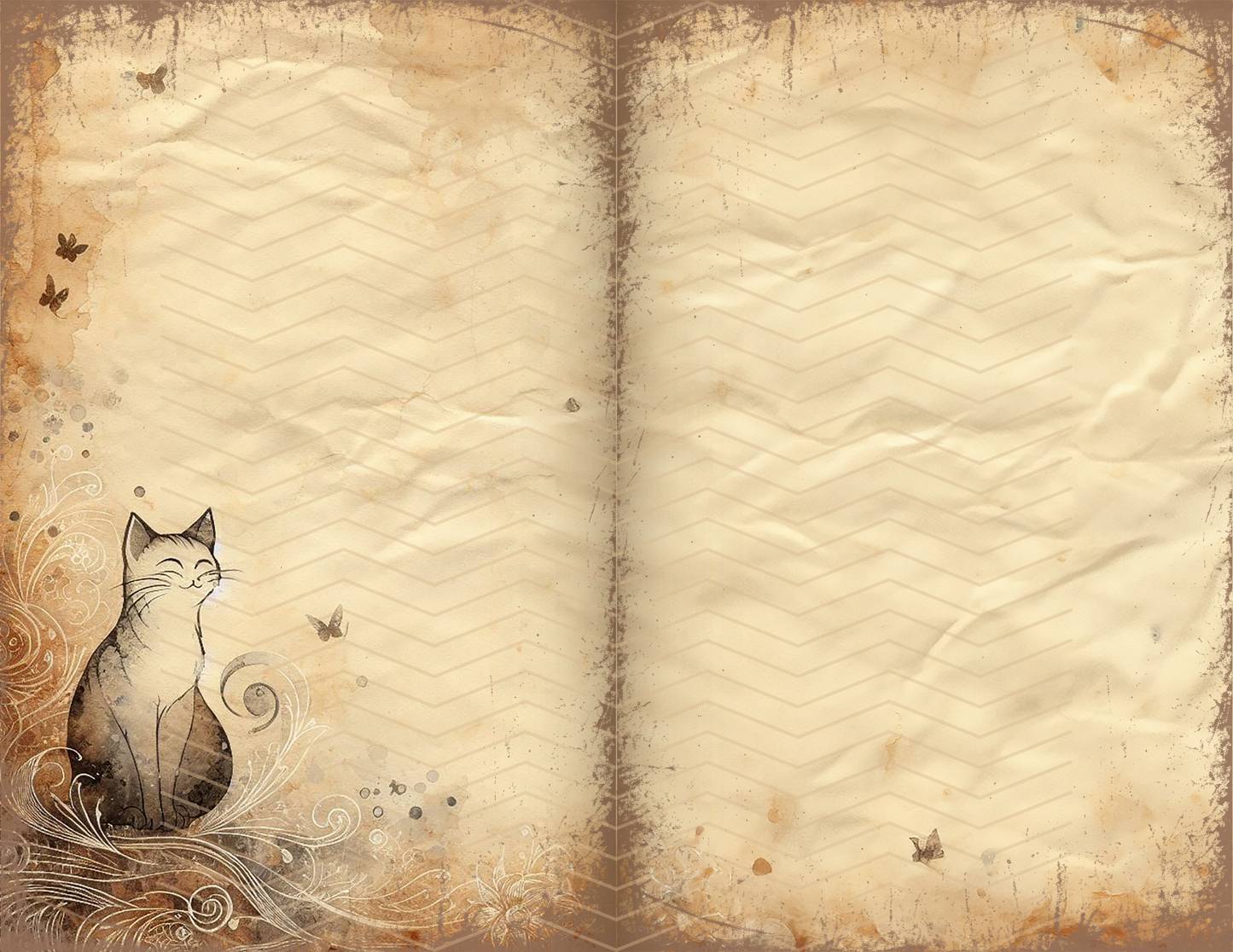 Vintage Cats Printable Aged Junk Journal Page Download Bundle