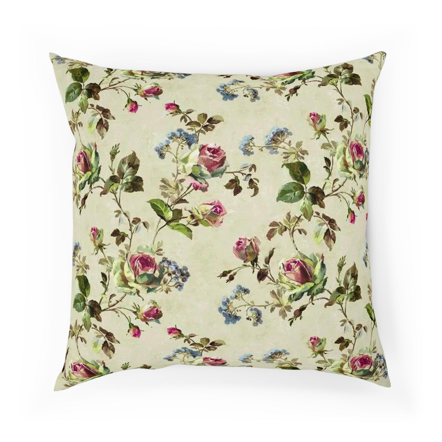 Delicate Rose Floral Vintage Throw Pillow 100% Cotton Cushion Cover