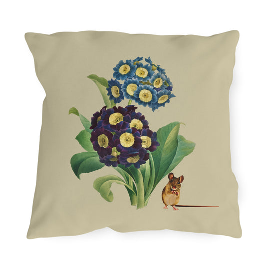 Primula and Mouse Outdoor Pillow