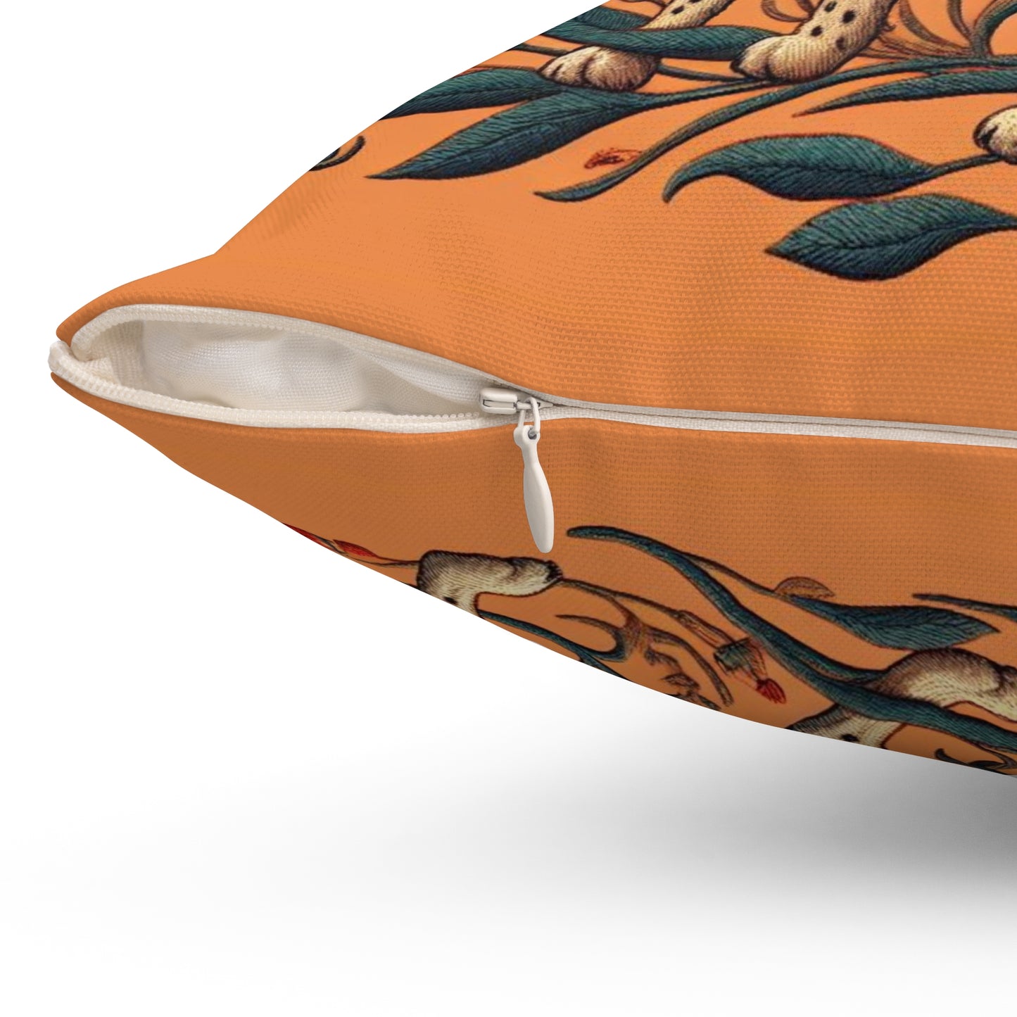 Floral Orange Cheetah Polyester Cushion