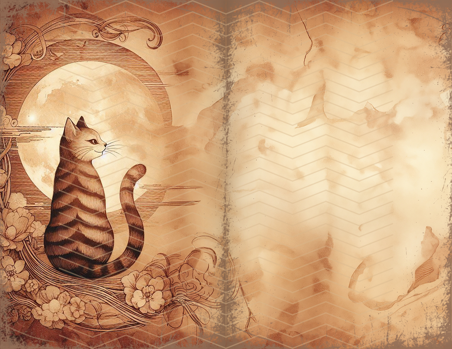 Vintage Cats Printable Aged Junk Journal Page Download Bundle