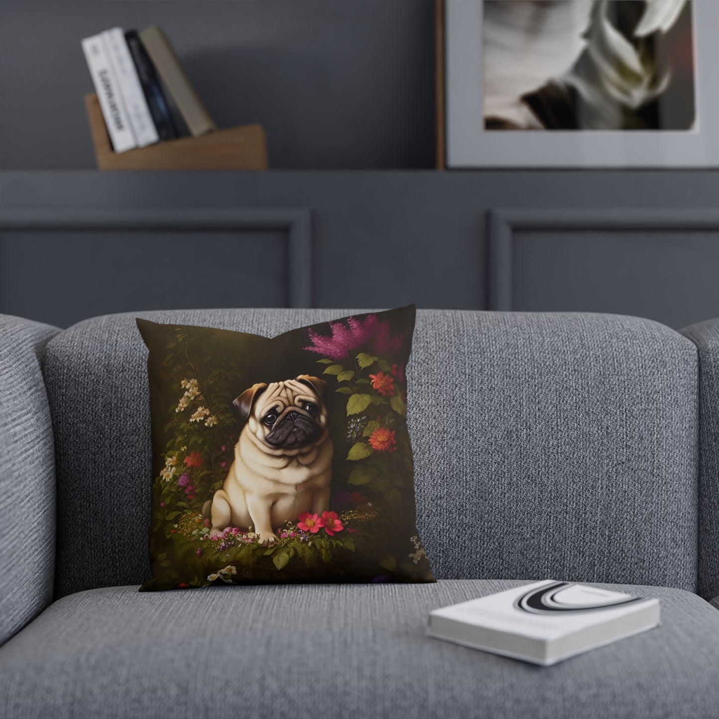 Vintage Style Pug Dog Cushion