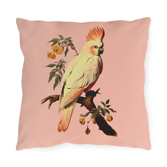 Vintage Tropical Botanical Cockatoo Outdoor Cushion Waterproof Throw Pillow