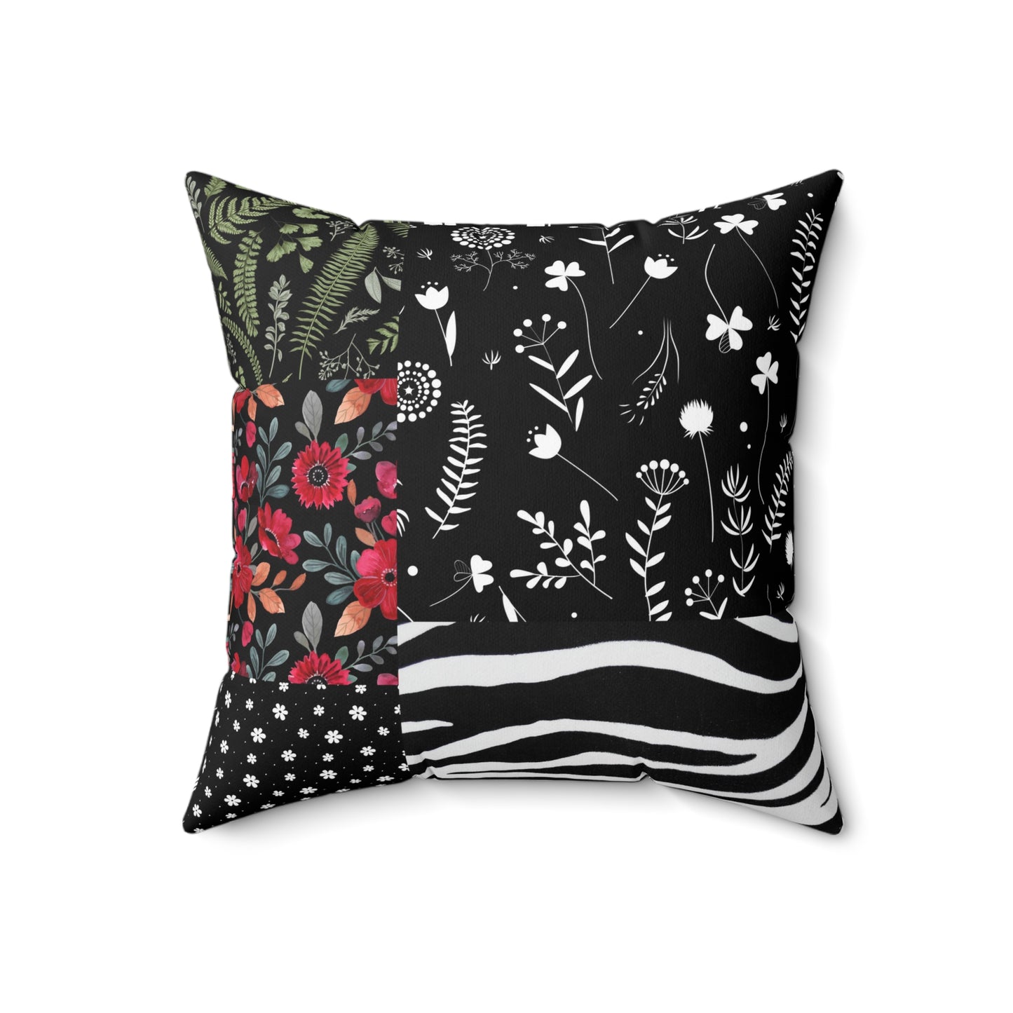 Eclectic Botanical Zebra Print Polyester Cushion