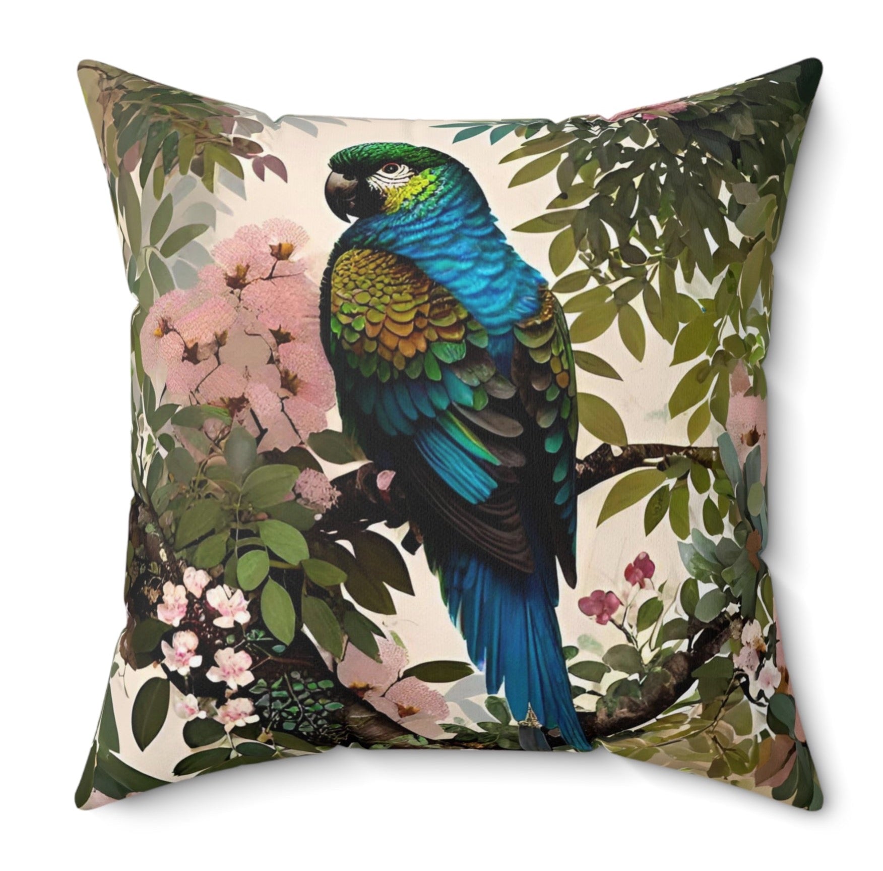Floral Vintage Botanical Parrot Maximalist Throw Pillow Polyester Square Cover Cushion