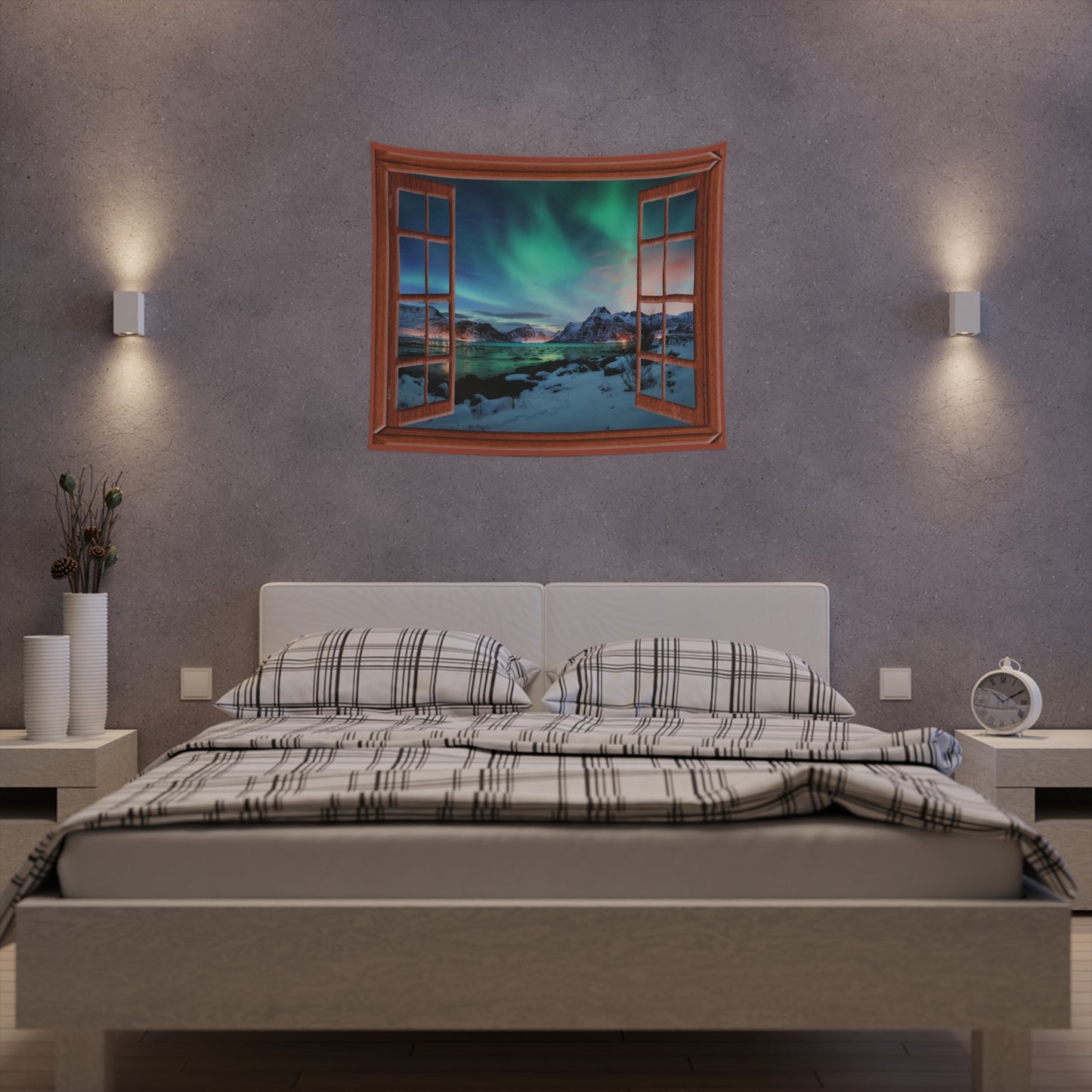 Northern Lights Window Wall Tapestry