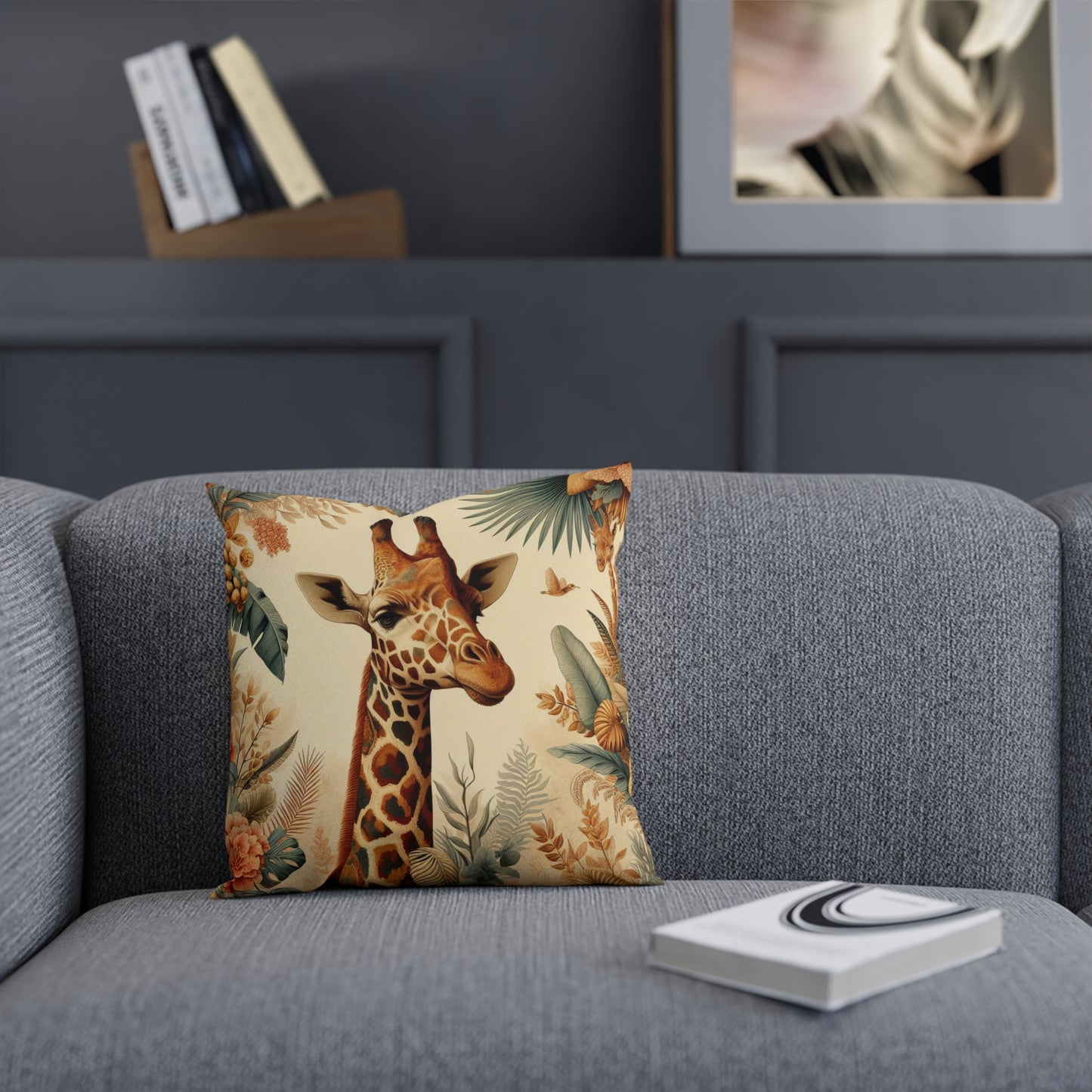 Botanical Giraffe Throw Pillow