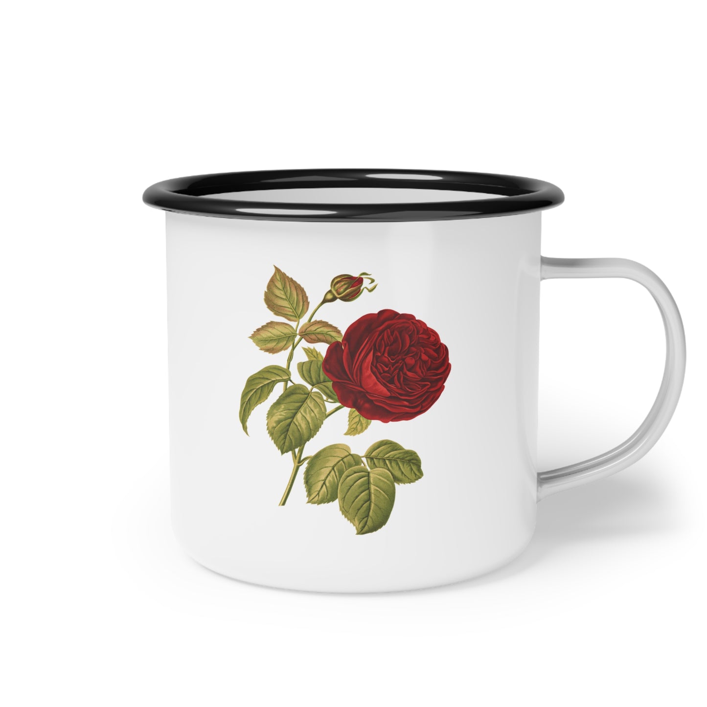 Red Rose Enamel Mug