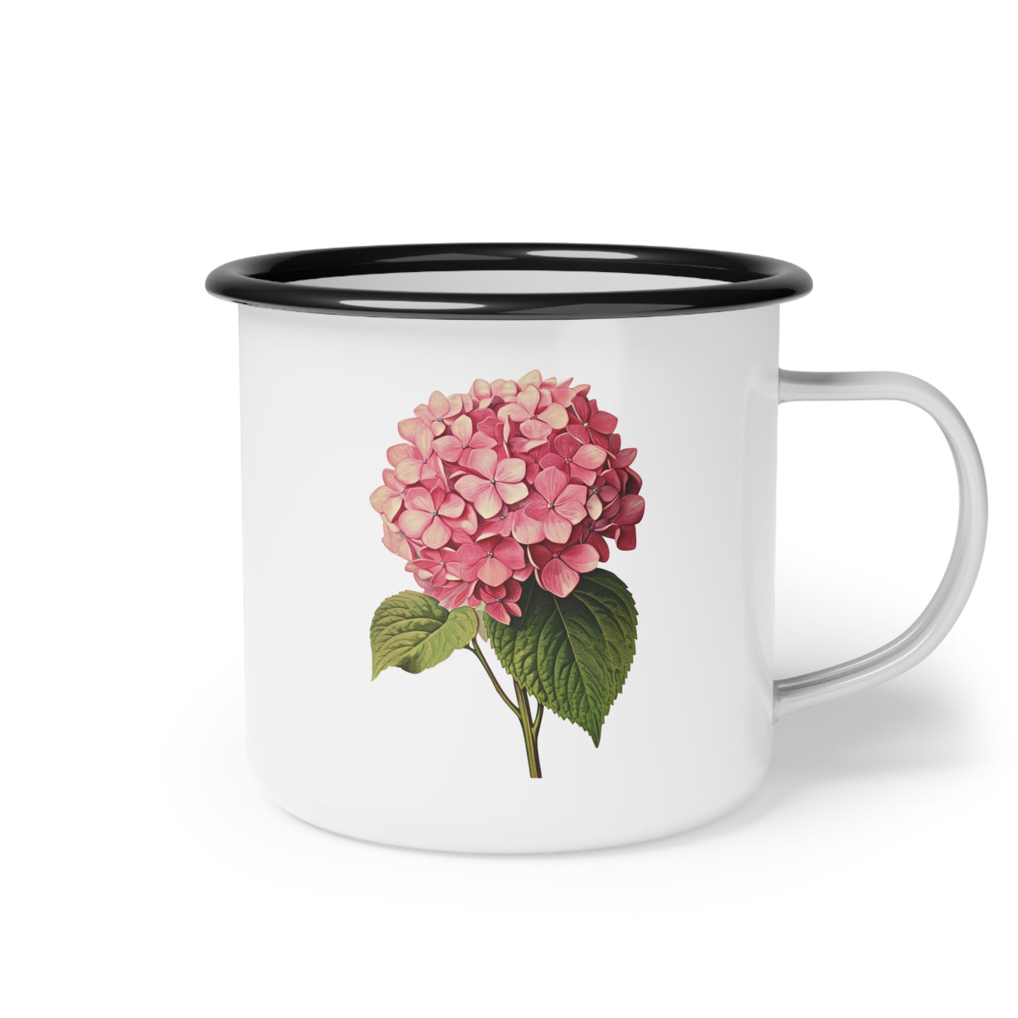 Pink Hydrangea Enamel Mug