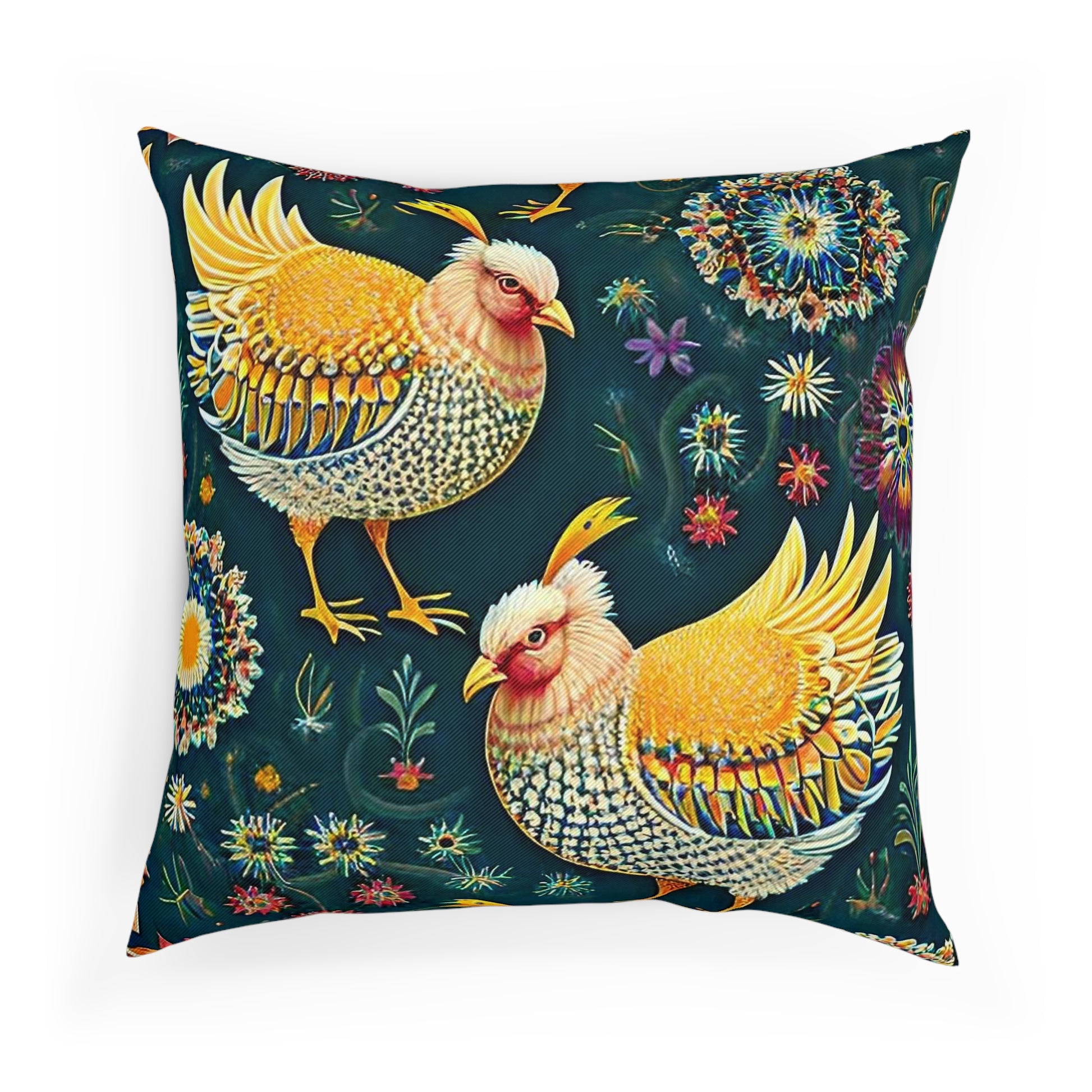 Fancy Hens Chickens Art Print Throw Pillow 100% Cotton Cushion Cover