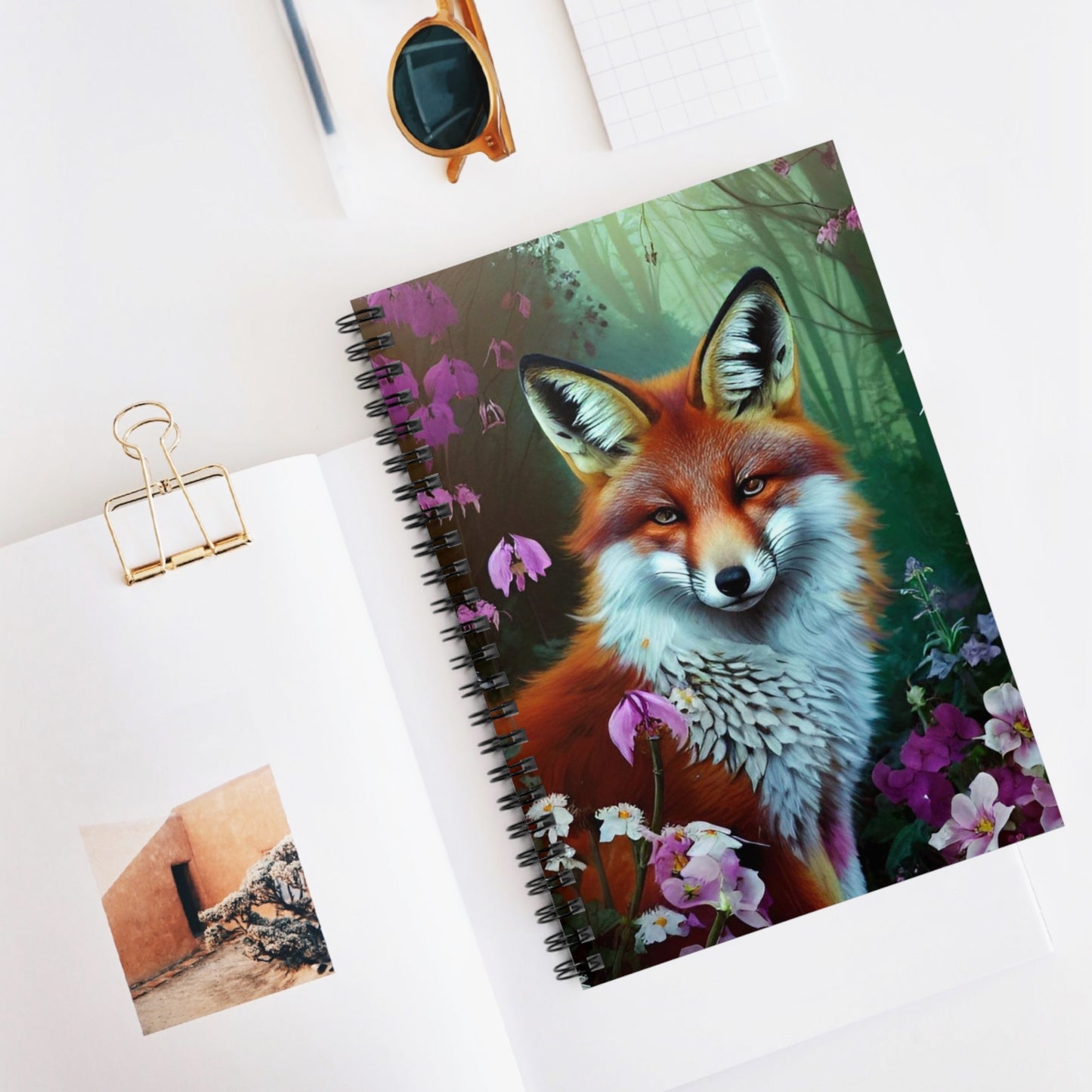 Floral Woodland Fox Spiral Notebook