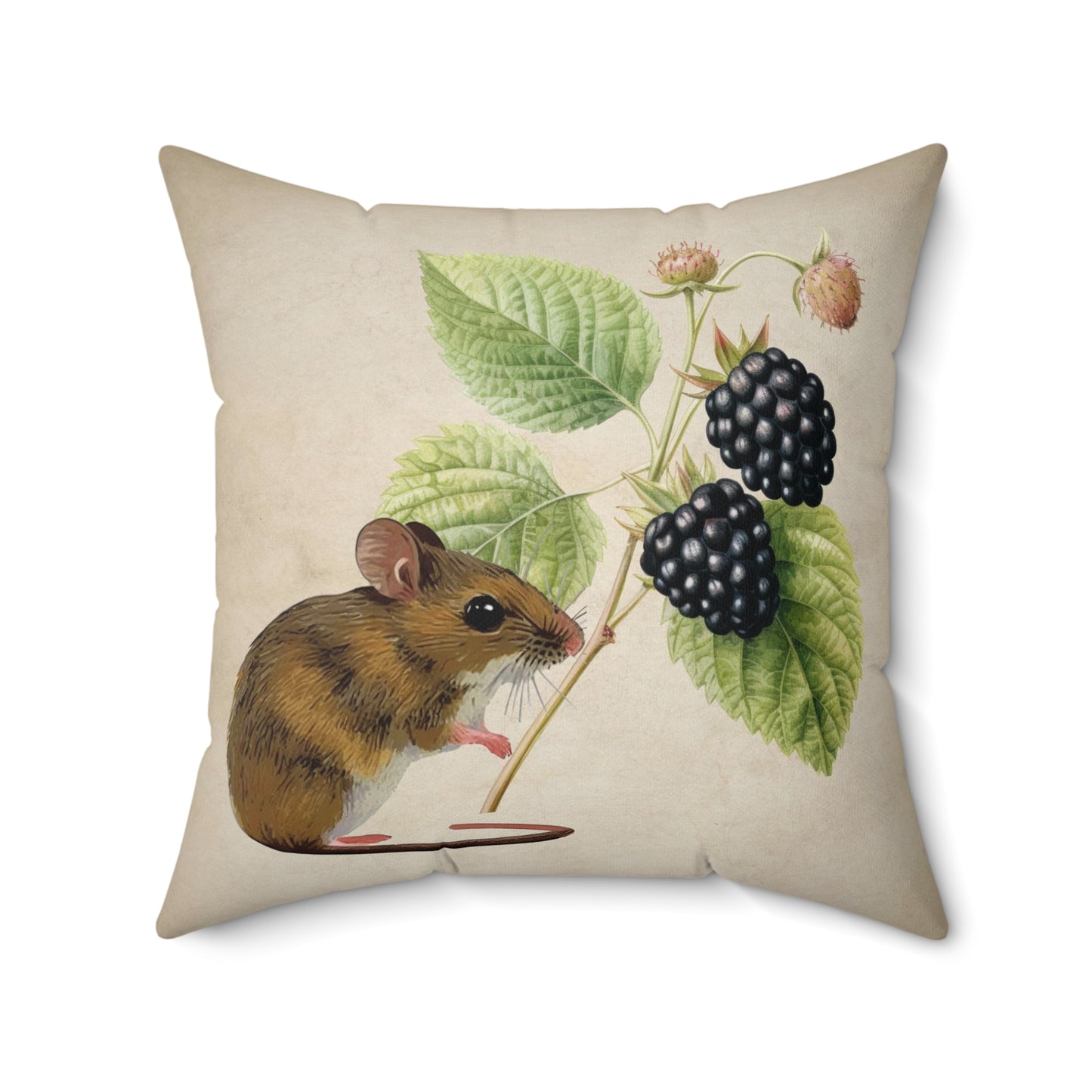 Mouse and Blackberry Polyester Cushion