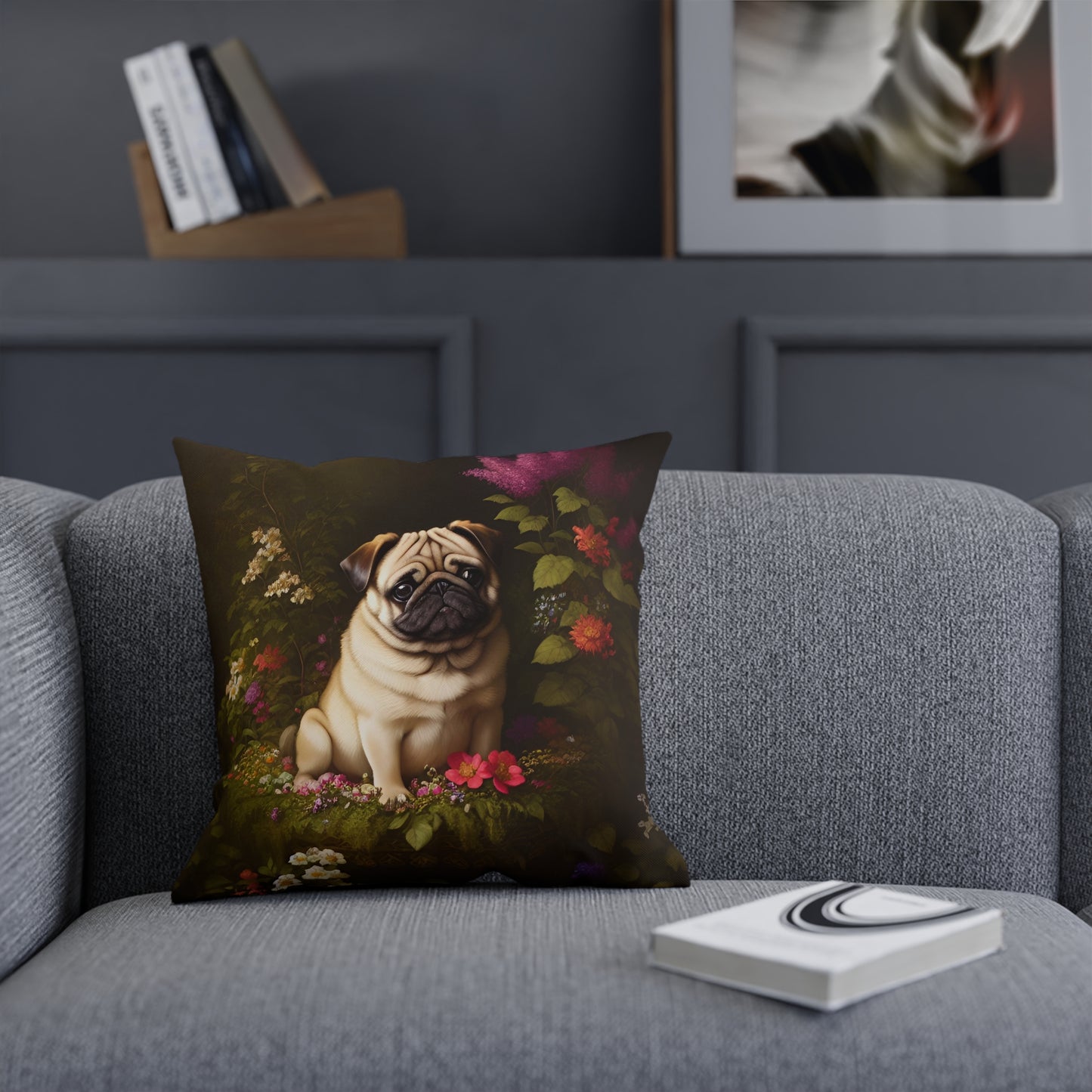 Vintage Style Pug Dog Cushion