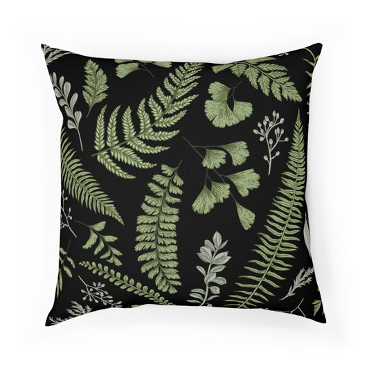 Botanical Fern Pattern Maximalist Print Throw Pillow 100% Cotton Cushion Cover