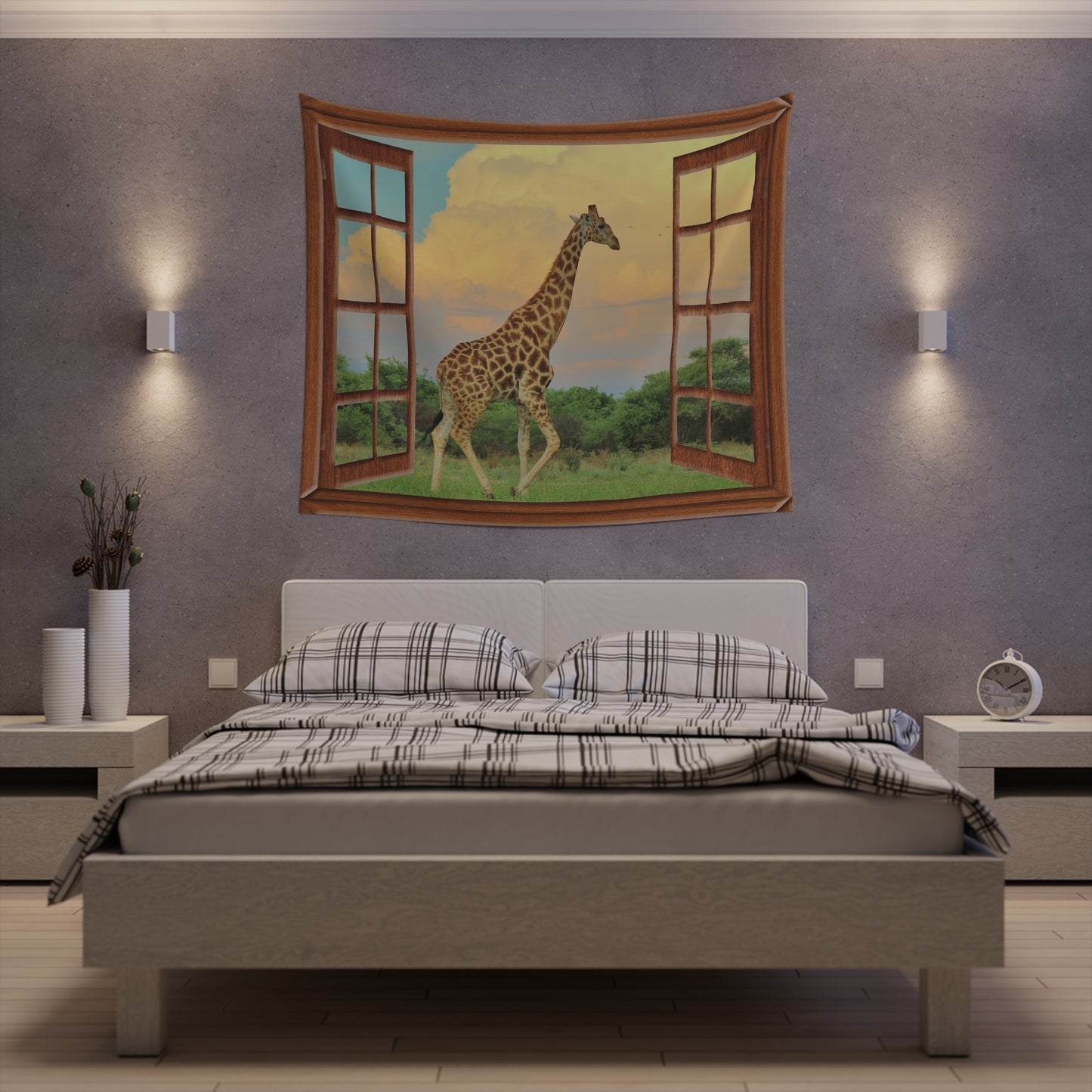 Giraffe Window Wall Tapestry