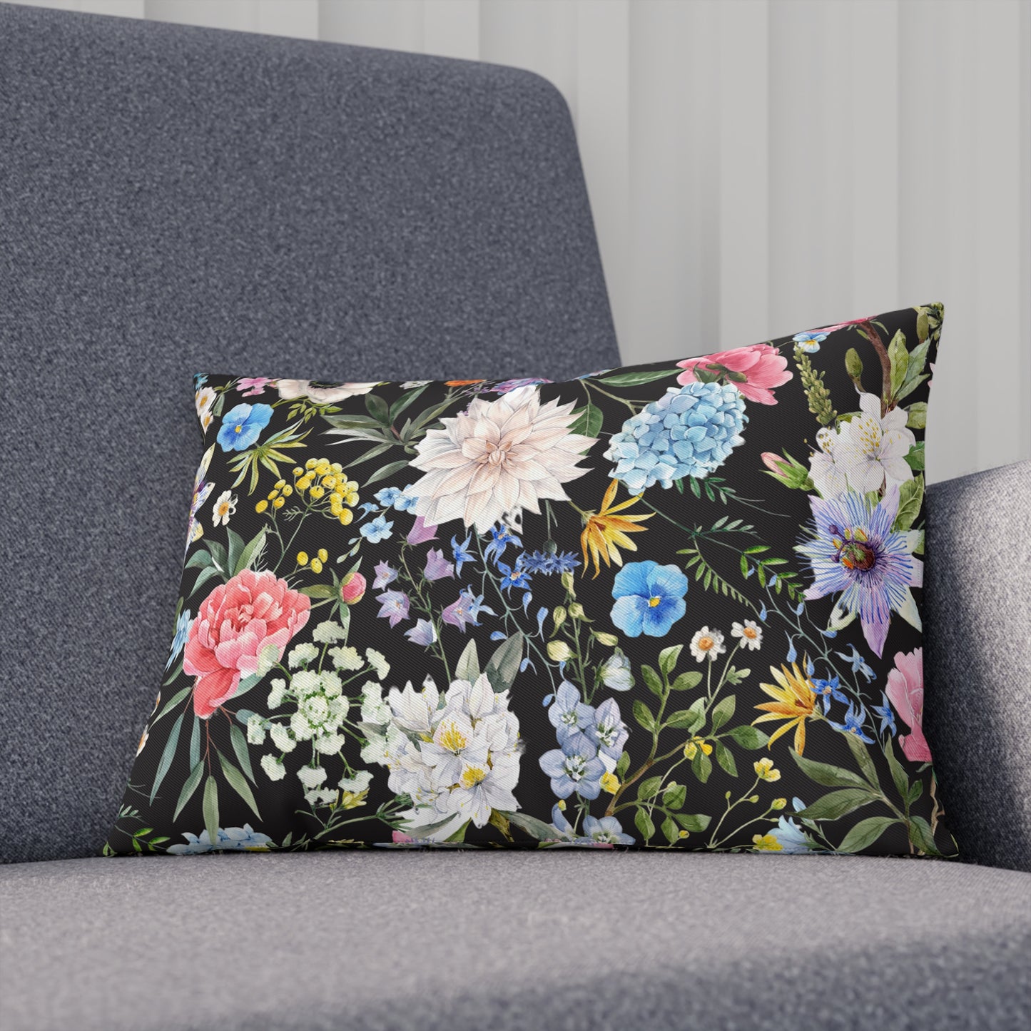 Floral Blooms Black Setting Cushion