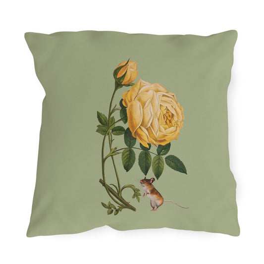 Yellow Rose Mouse Outdoor Pillow