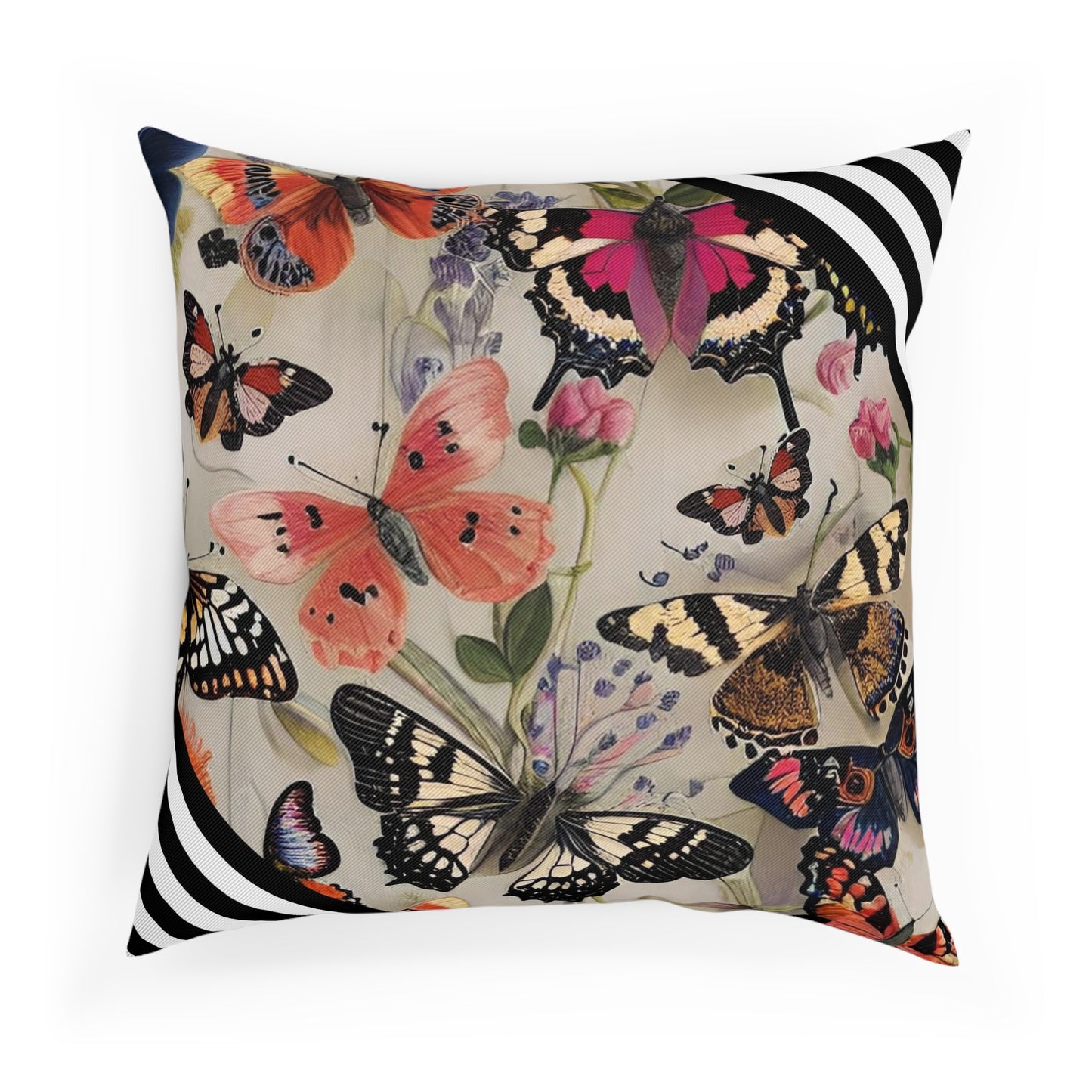 Maximalist Butterfly Striped Cushion