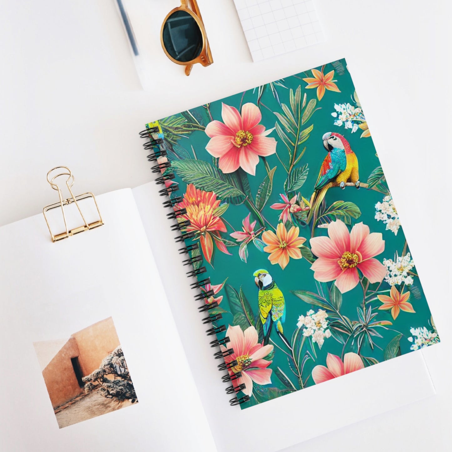 Floral Tropical Birds Spiral Notebook