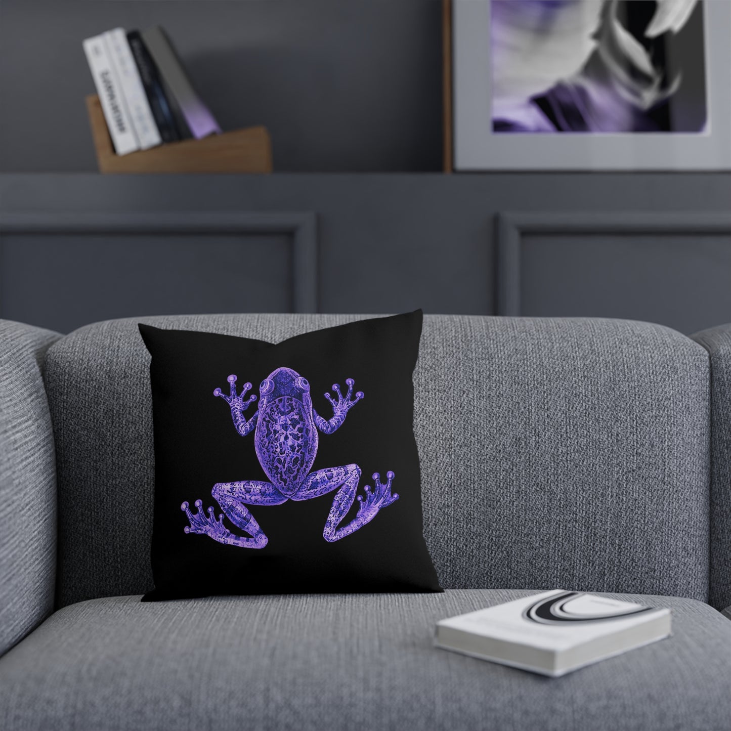 Purple Eclectic Frog Throw Pillow