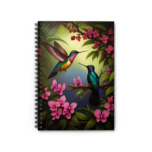 Tropical Hummingbirds Floral Spiral Notebook
