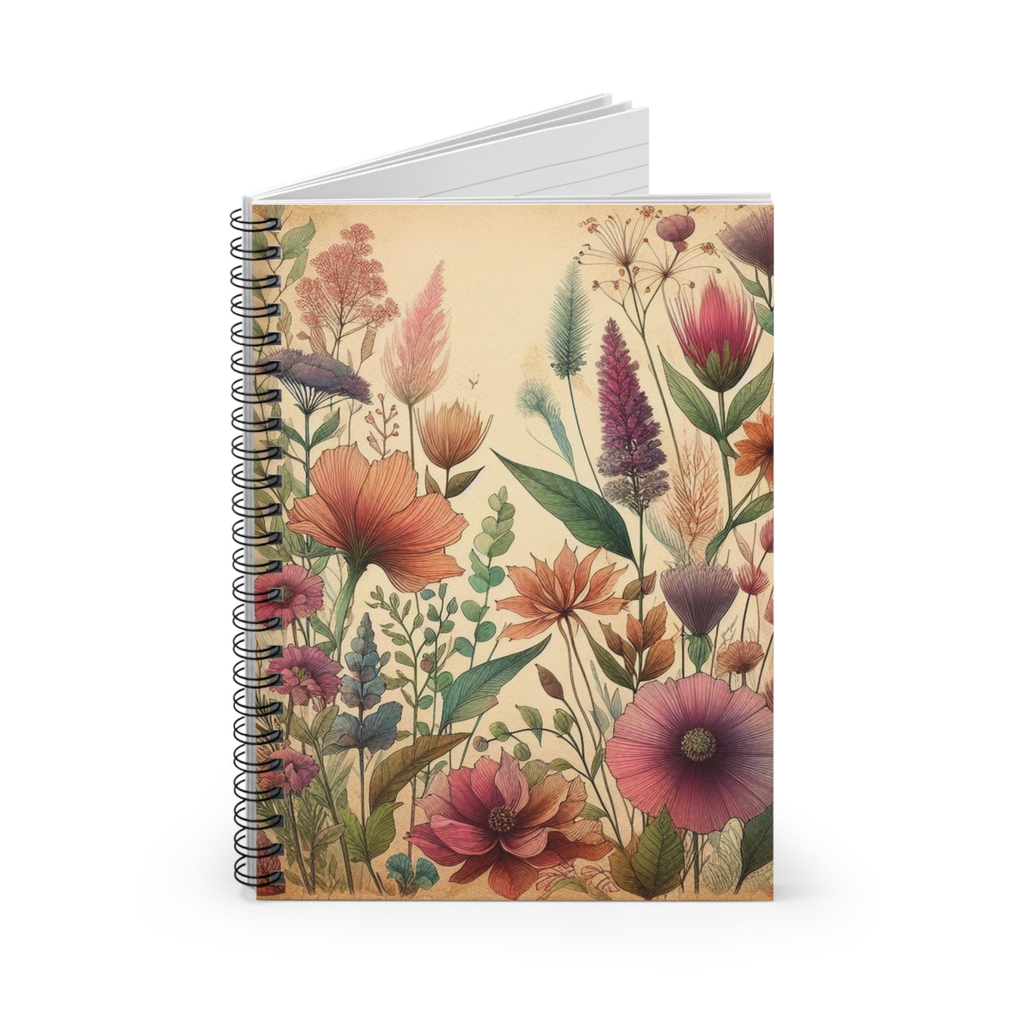 Floral Antique Aesthetic Vintage Spiral Notebook