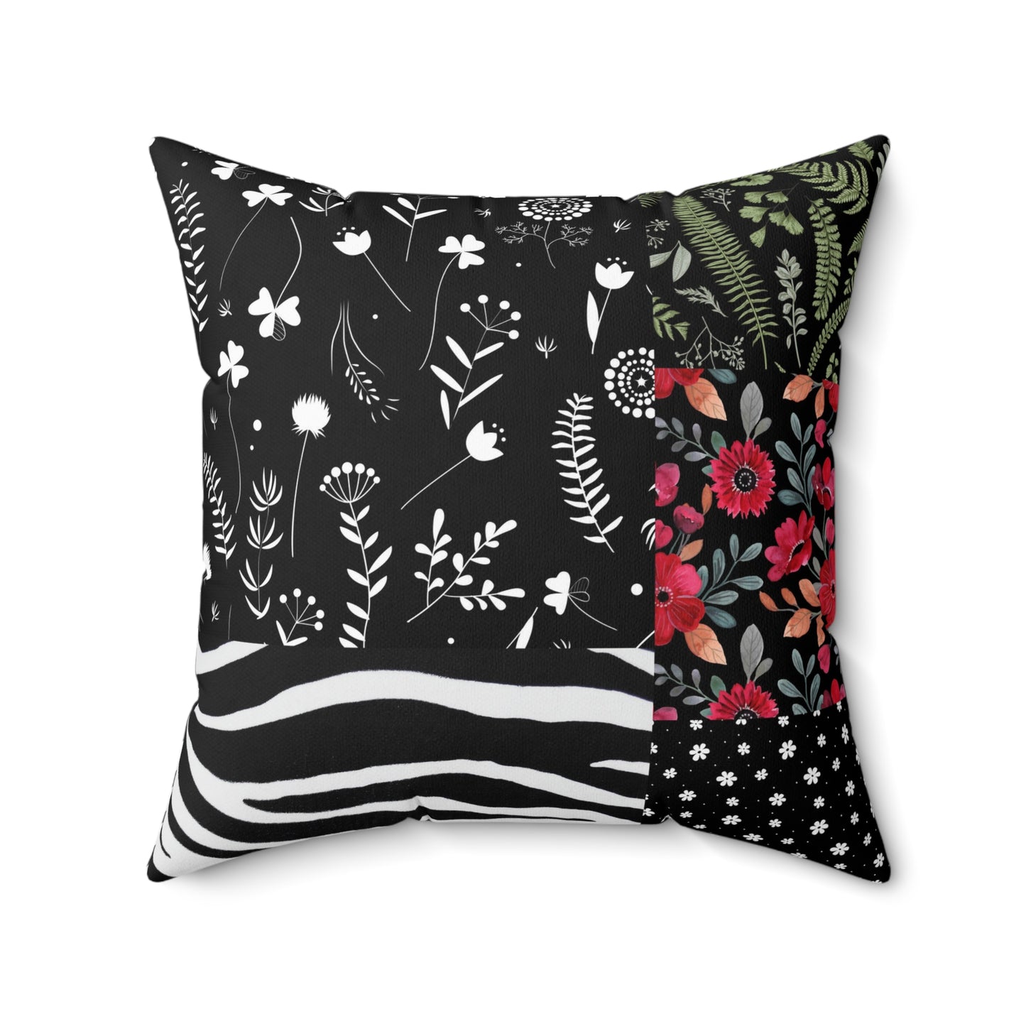 Eclectic Botanical Zebra Print Polyester Cushion