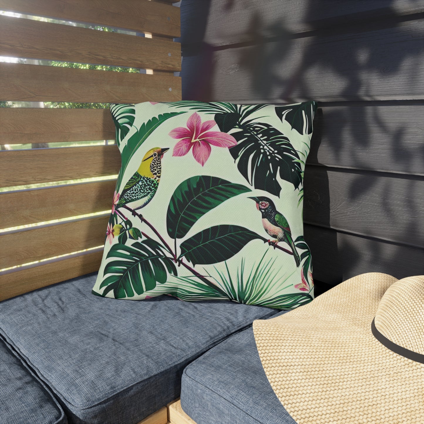 Tropical Birds Outdoor Pillow