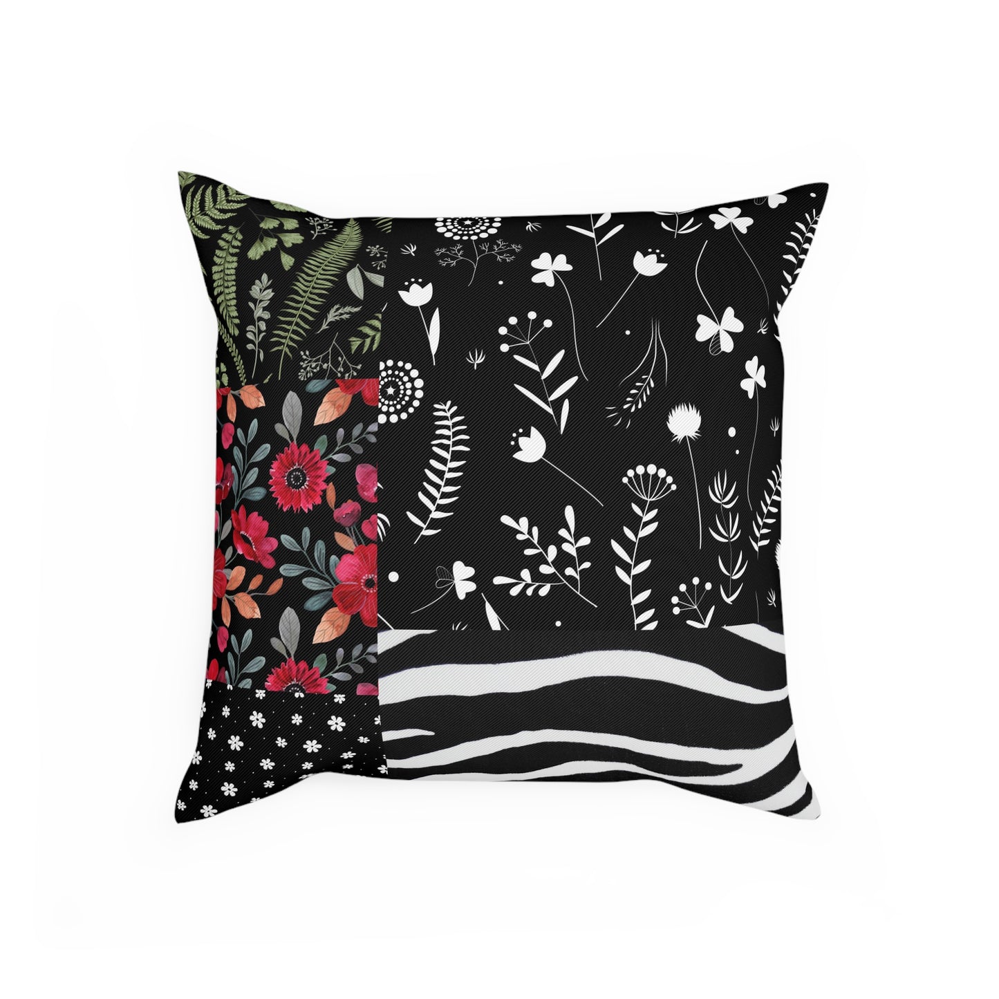 Eclectic Botanical Zebra Print Throw Pillow