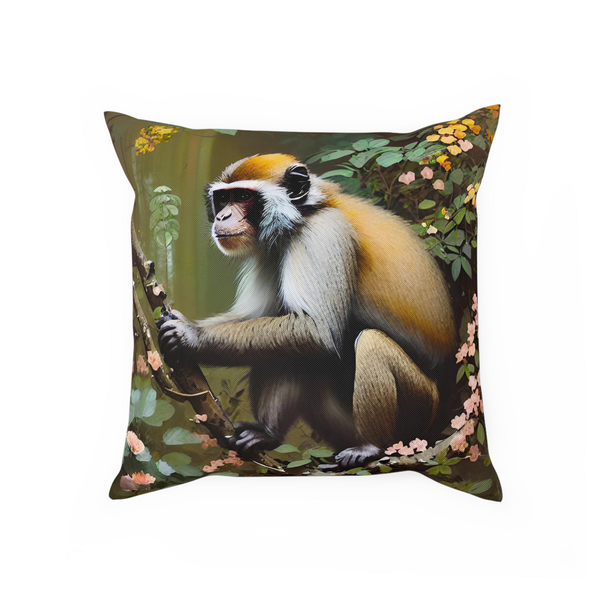 Maximalist Botanical Jungle Monkey Cushion Throw Pillow 100% Cotton Cover