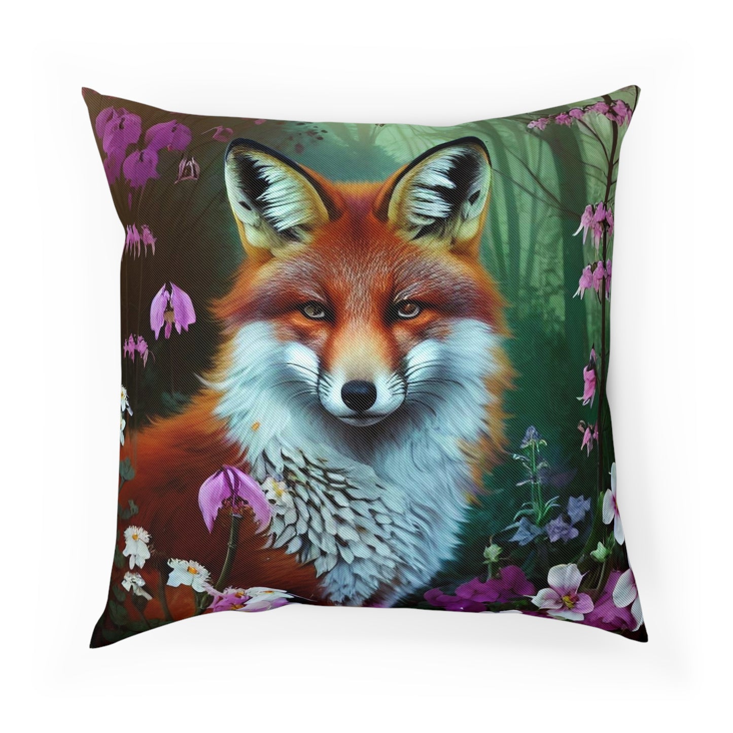 Floral Fox Cotton Cover Cushion