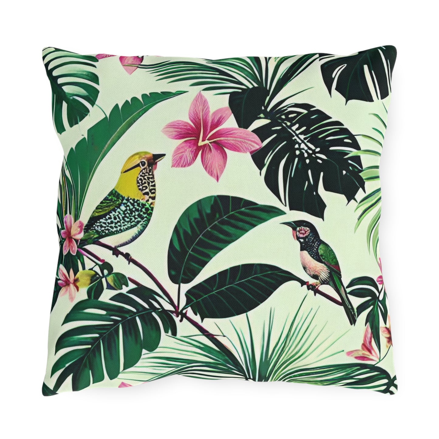 Tropical Birds Outdoor Pillow