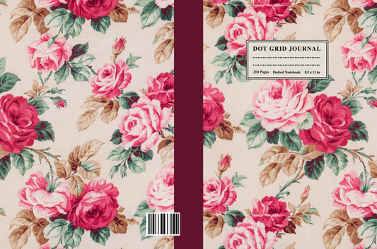 Vintage Roses Hardcover 8.5" X 11" Dot Grid Journal