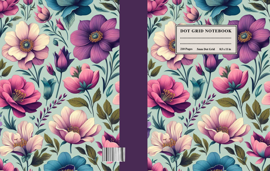 Vintage Floral Soft Cover 8.5" X 11" Dot Grid Notebook