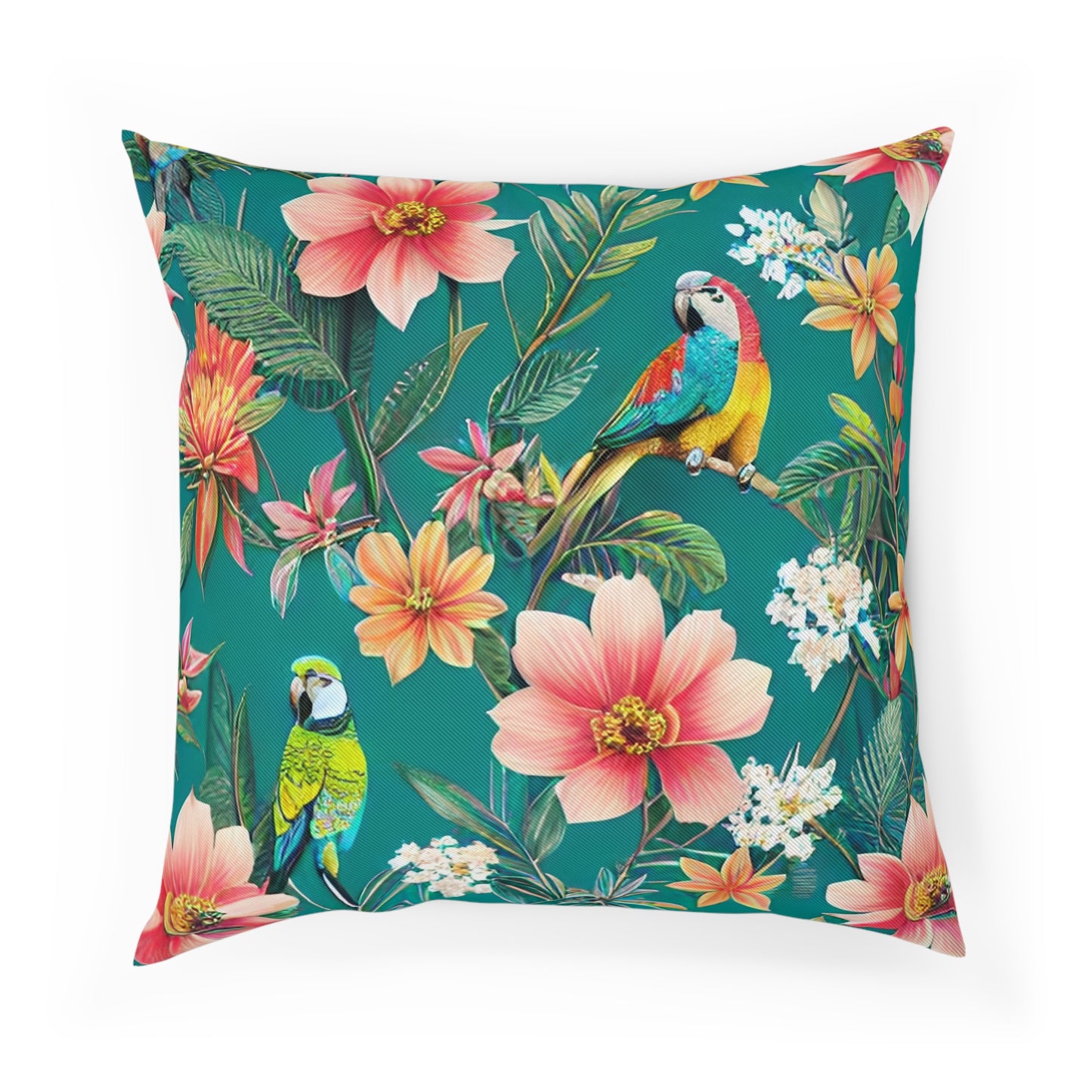 Vintage Maximalist Tropical Botanical Floral Birds Cushion 100% Cotton Throw Pillow Cover