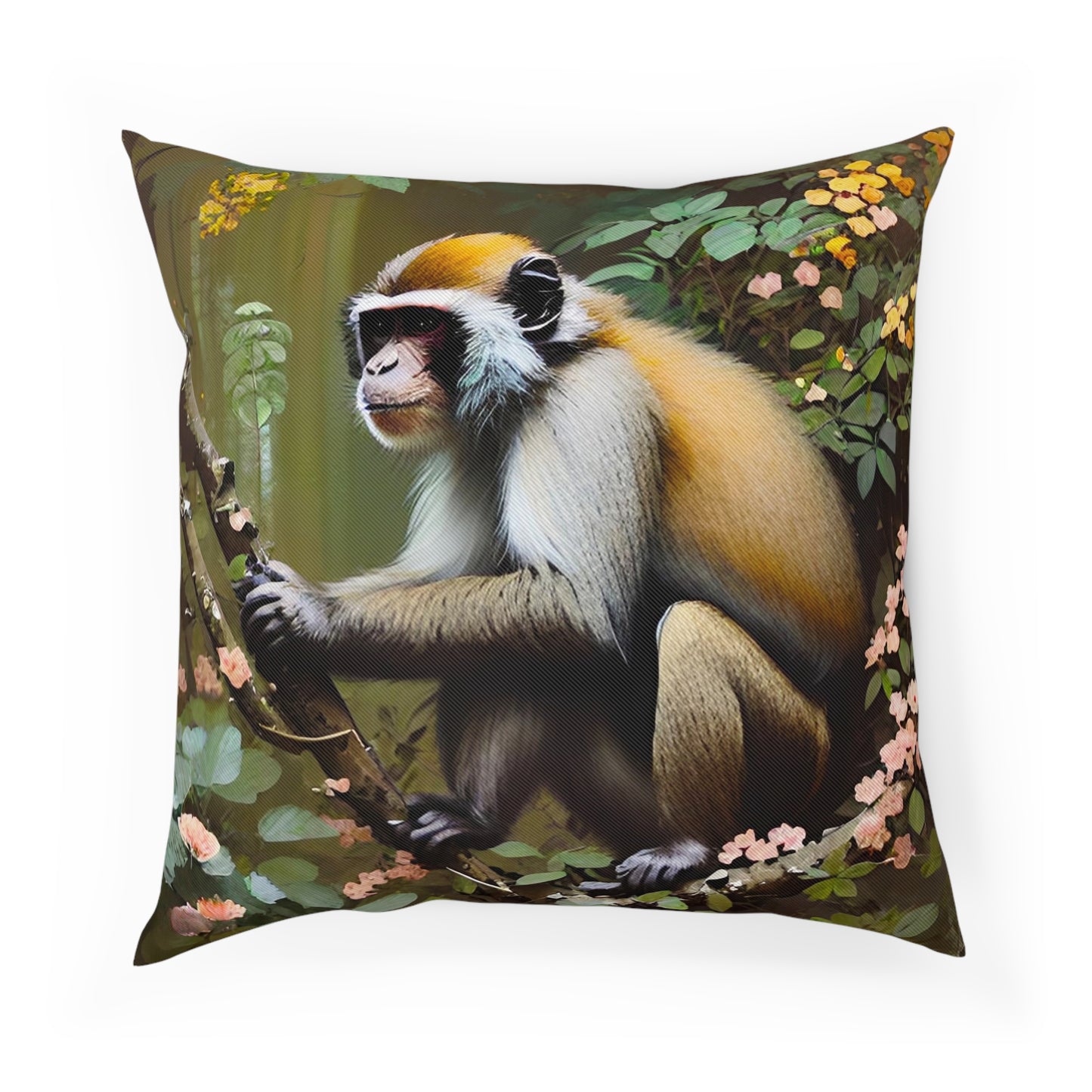 Botanical Jungle Monkey Throw Pillow