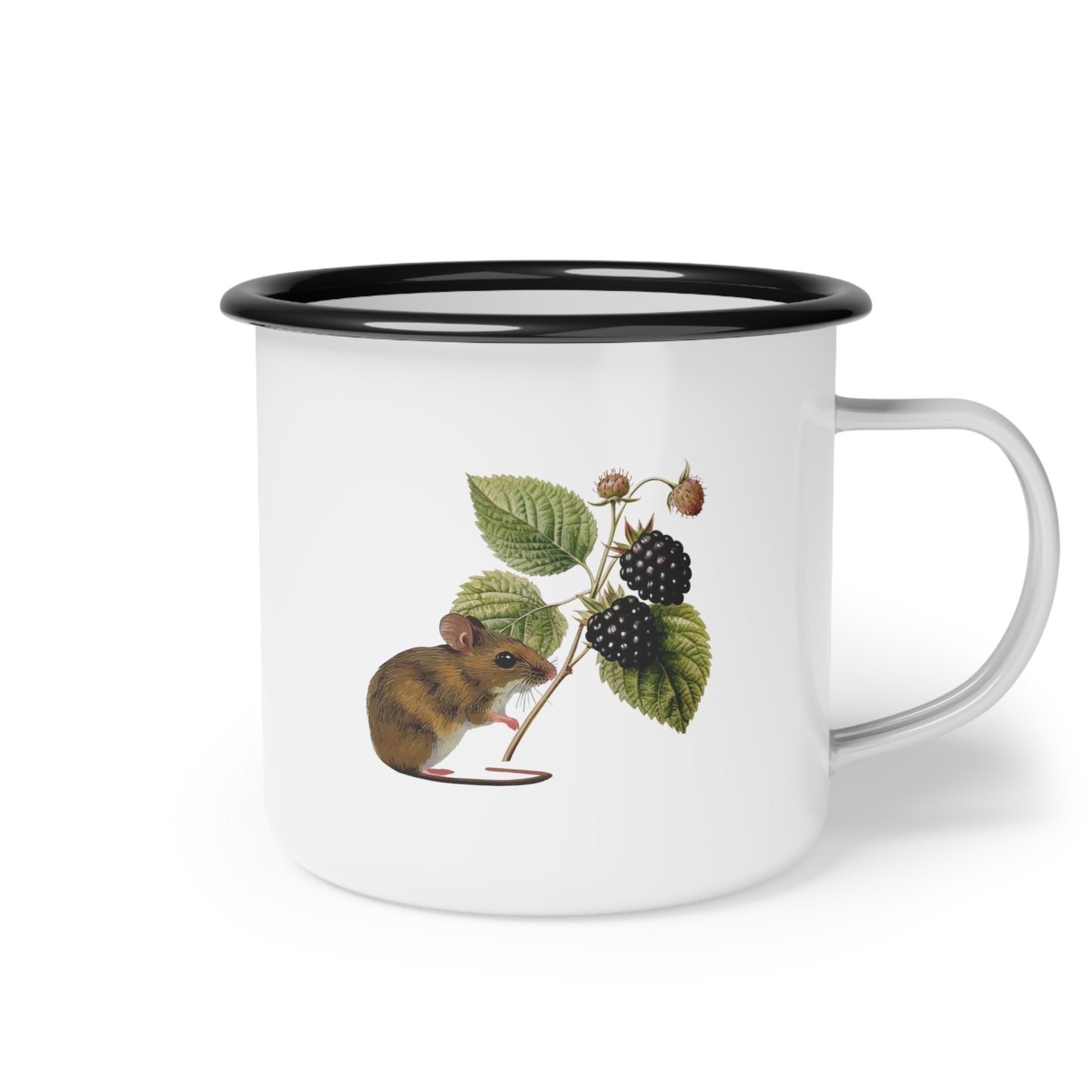 Mouse and Blackberry Enamel Mug