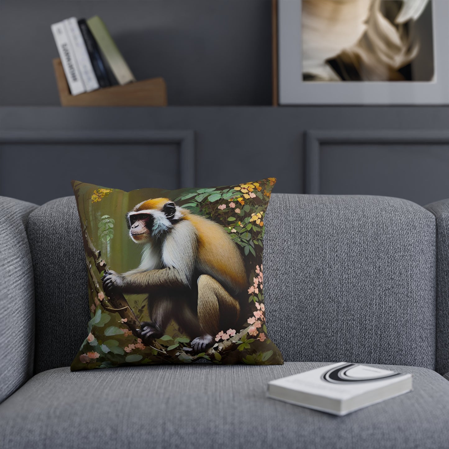 Botanical Jungle Monkey Throw Pillow