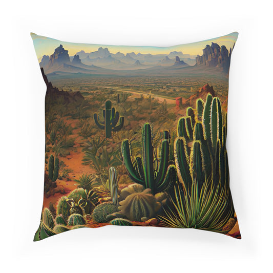 Desert Cactus Retro Vibe Maximalist Throw Pillow 100% Cotton Cushion Cover