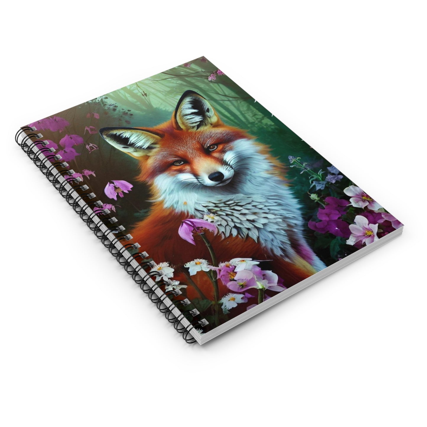 Floral Woodland Fox Spiral Notebook